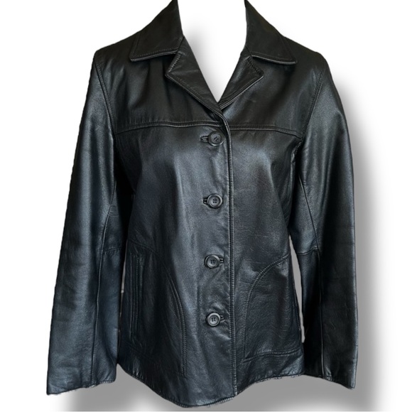 Colebrook & Co Jackets & Blazers - Vtg Colebrook & Co Black Leather Jacket Size Petite Medium